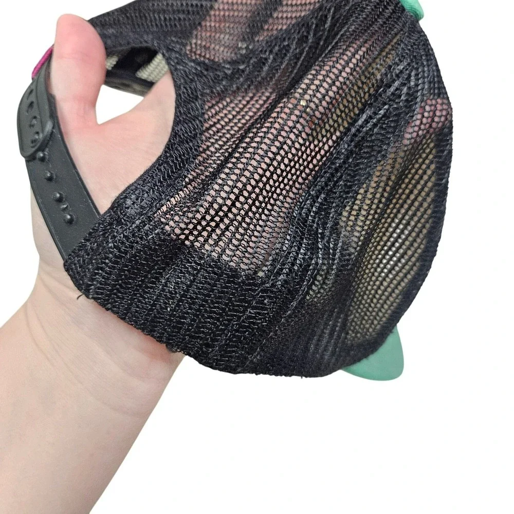 VINTAGE Speedo Unisex Mesh Trucker Snapback Hat‎ Bright Graphic Green Y2K Skulls